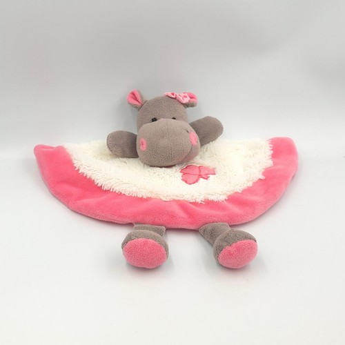 Doudou plat hippopotame marron - plat,