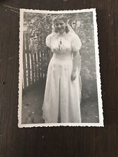 Ancienne Photo Femme Robe De Mariee Coiffure Vintage 