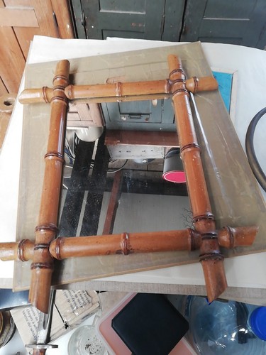 Ancien miroir bambou - ancien,