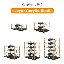 Raspberry Pi 5 Multi-Layer Acrylic Shell Transparent Protective Case Ventilateur