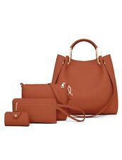 4X Sac Femme Marron Simili Cuir Fourre Tout - Ensemble De 4 Pièces Sac Soirée
