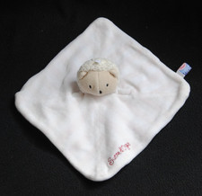 Doudou plat hérisson mouton SUCRE D'ORGE blanc rose rayé BE