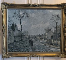 Tableau Pissarro "Route de Louveciennes" Reproduction sur Toile Cadre Doré Baroq