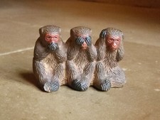 Singe Sagesse Terre Cuite Japon 3 Singes Monkeys Made Japan S. k