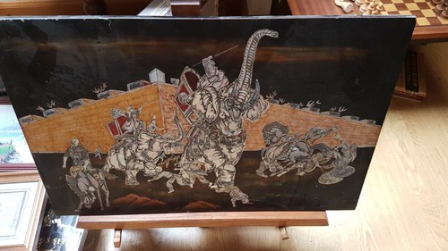 Tableau bois laqué noir - en,