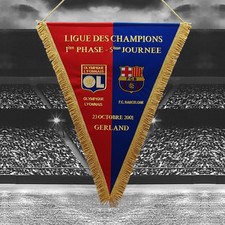 Olympique Lyonnais v Barcelona Champions League 2001 Pennant Size 48 cm x 36 cm