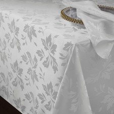 Nappe Blanche Rectangulaire 140x240cm en Jacquard Floral,Imperméable et Anti ...
