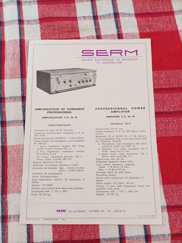 Ancienne fiche technique serm - technique,