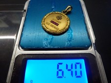 médaille d'amour A.Augis,or tete d'aigle 18k,rubis, diamants,P 6,4g