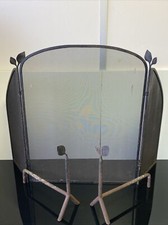 Pare Feu Cheminée Tryptique 3 Pans avec Paire de Chennets Assortis