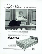  Publicité Advertising 0222  1956  matelas Epéda  le confort                chat