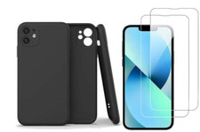 Coque Silicone Pour iPhone 12 Couleur Noir Protection Objectif Appareil Photo + 