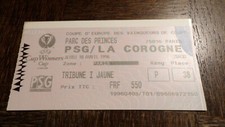 BILLET - Match Football Coupe d'Europe - PSG / La Corogne - 18 avril 1996