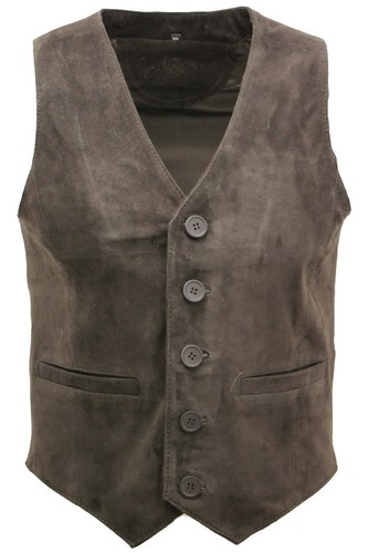 Gilet cuir brun classique - gilet,