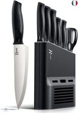 Set Couteaux de Cuisine Professionnel Avec Bloc Couteaux, Ensemble 6 Pièces 