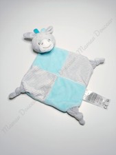 Doudou Plat Grelots Cheval Ane Zèbre Gris Bleu Rayé Bisous D'ange - Tom Et Kiddy