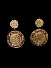 Paire De Longues Boucles D’Oreilles Napoléon III Antique Vintage Col De Cygne