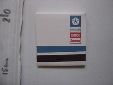 Ancienne pochette allumettes Garage Automobile CHRYSLER SIMCA SUNBEAM