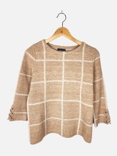 Pull Bréal beige à carreaux Manches 3/4 Taille 1 Taille S