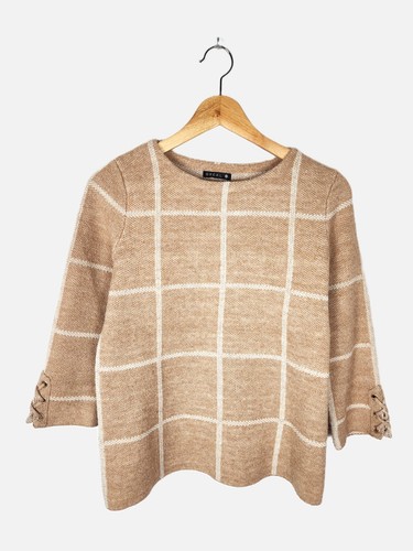 Pull bréal beige carreaux - pull,
