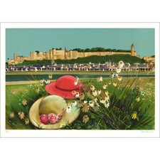 VERNET-BONFORT Robert - Lithographie originale "Château de Chinon" 54x75cm - Ex 