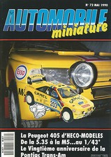 AUTOMOBILE MINIATURE N°72 PEUGEOT 405 / 5.35 A LA M5 / PONTIAC TRANS-AM