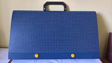 Ancienne mallette valisette porte-documents A4 bleue plastique souple