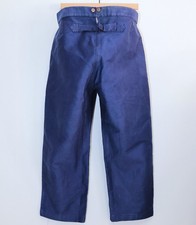 Vintage 1940s Blue Moleskin Buckle Back Work Pants COMBET W38 Made in France