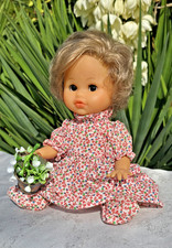 Vintage Collectible French "Bella" Doll 70s Stamped Original Floral Outfit 12in