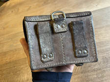 ⭐️ ANCIENNE CARTOUCHIERE ALLEMANDE ? SOLDAT POILU ? CUIR FAUVE WW2 MILITARIA