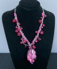 Collier en pierre Rose Violet + chaine Gros