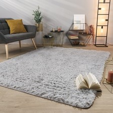 Tapis De Salon Tapis Shaggy Poil Long Doux Peluche Design Moderne Monochrome