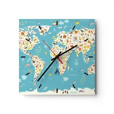 Horloge murale en verre 30x30cm géographie Globe graphique illustration