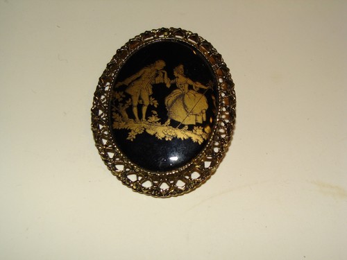 Brooch pin gold colored - brooch,