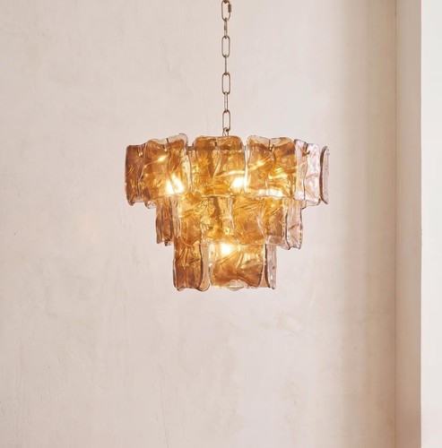 Lustre verre soufflé - soufflé, ambré