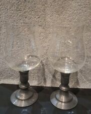 2 Verres à Vin à Pied En Étain Hauteur 18 cm