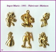 rare 1993 MATINOX SUPER MARIO NINTENDO PENDENTIF FEVE METAL DORE OR 2D au CHOIX