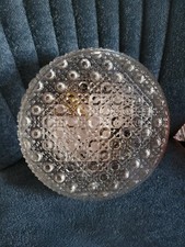 ANCIEN PLAFONNIER APPLIQUE VINTAGE 1960/70 en VERRE MOULÉ TRÈS ÉPAIS 