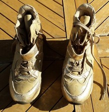 Chaussures de sport compensées, beige et doré,Mariettas, T: 40