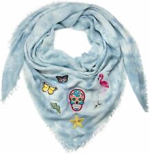 Foulard xxl style batik vintage avec rapiéçages, tête de mort, flamands, étoiles