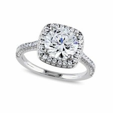 2.00CT Brillant Coupe Imitation Diamant 925 Argent Solitaire Halo Fiançailles