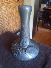 VASE  Art Nouveau en étain à décor Florale - Signé H. Joly -environ 1910