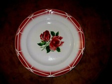 BEAU PLAT ROND ANCIEN FLEUR  ROSE CIBON DIGOIN SARREGUEMINES 