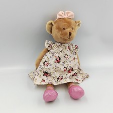 Doudou ours marron robe fleurs
