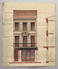 [ARCHITECTURE] Rare dessin original.  élévation d'une façade. XIXe siècle