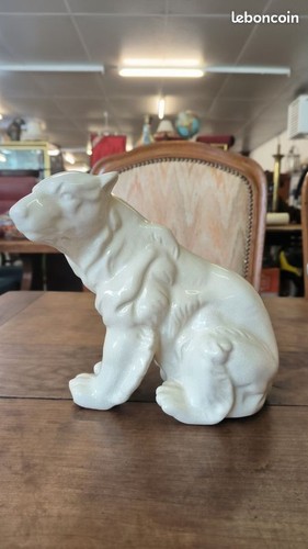 Ours polaire assis faience - ours,