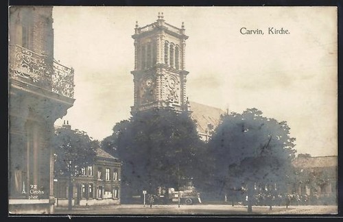 Cpa carvin vue église - vue, de