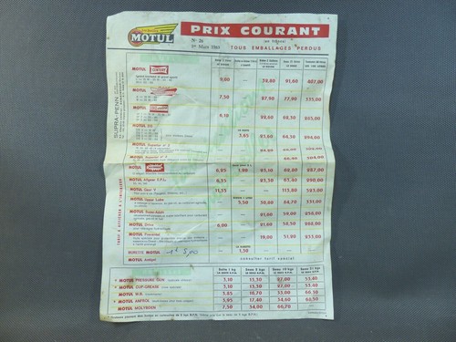 Ancienne fiche tarif - , de