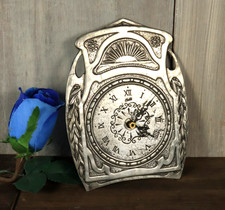 Ancien Horloge Mural en Étain Artisanale Rouxhet Style Art Nouveau Années 1970