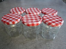 LOT 6 POTS A CONFITURES  "BONNE MAMAN" Estampillé - Diamètre 8 cm - Hauteur 9 cm